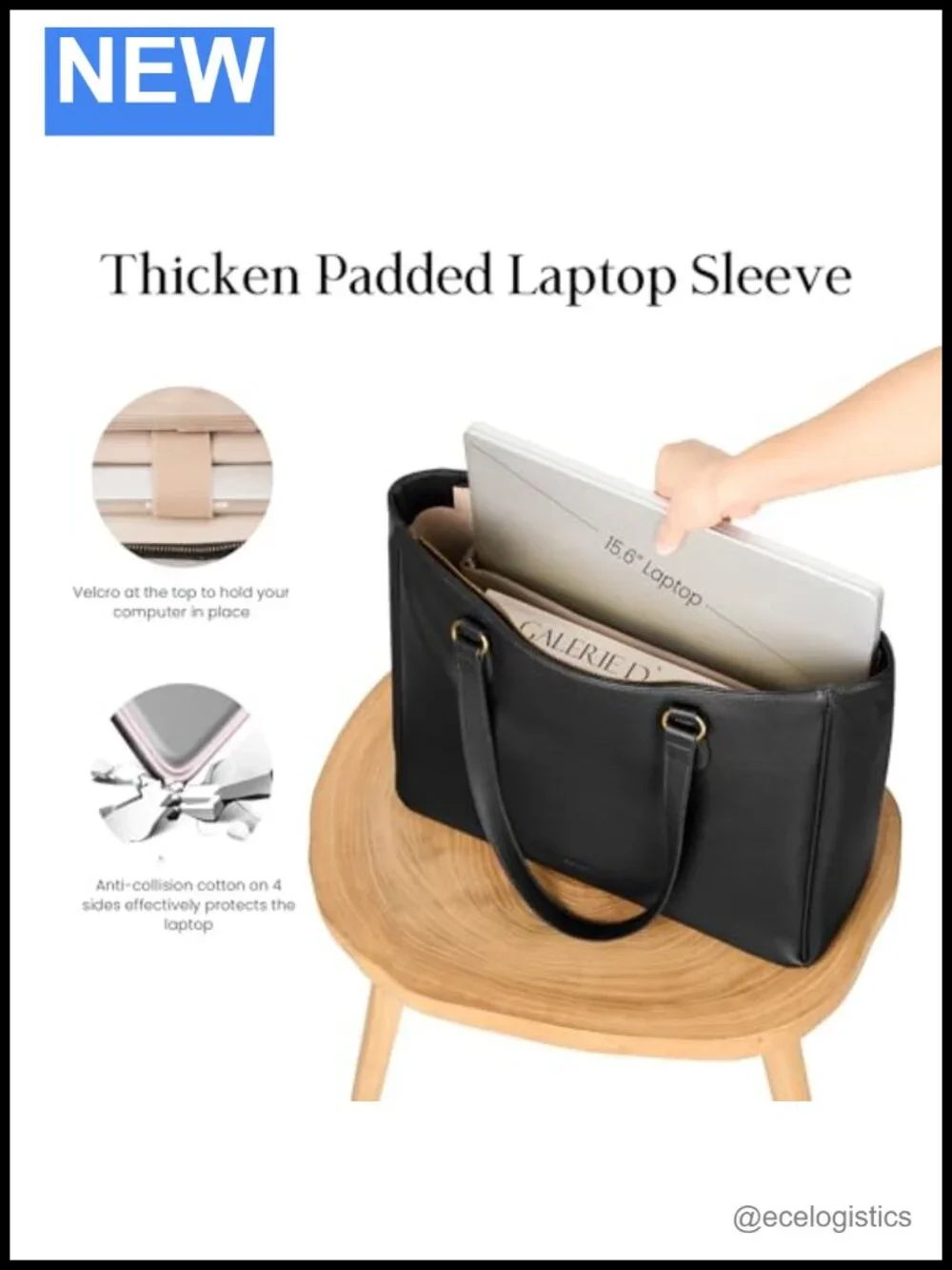Genuine Leather Work Tote Bag Women 15.6
